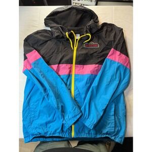 Mens Universal Studios Colorblock Windbreaker Jacket Blue Pink Black Size 2XL